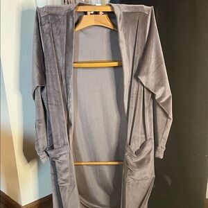 Lounge wear or out on the town 
Open Front Long velour cardigan robe